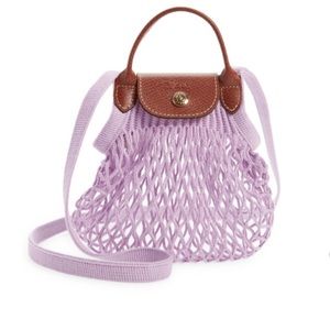 Le Pliage Extra Small Filet Knit Shoulder Bag Lilac